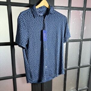 Cotton & Co Mens Small Paisley Button Front Shirt NWT Blue Casual Summer
